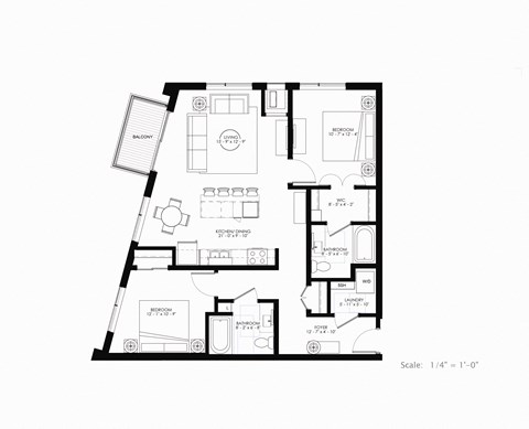 floor plan of 55 north luxury apartments to rent in the north end of boston